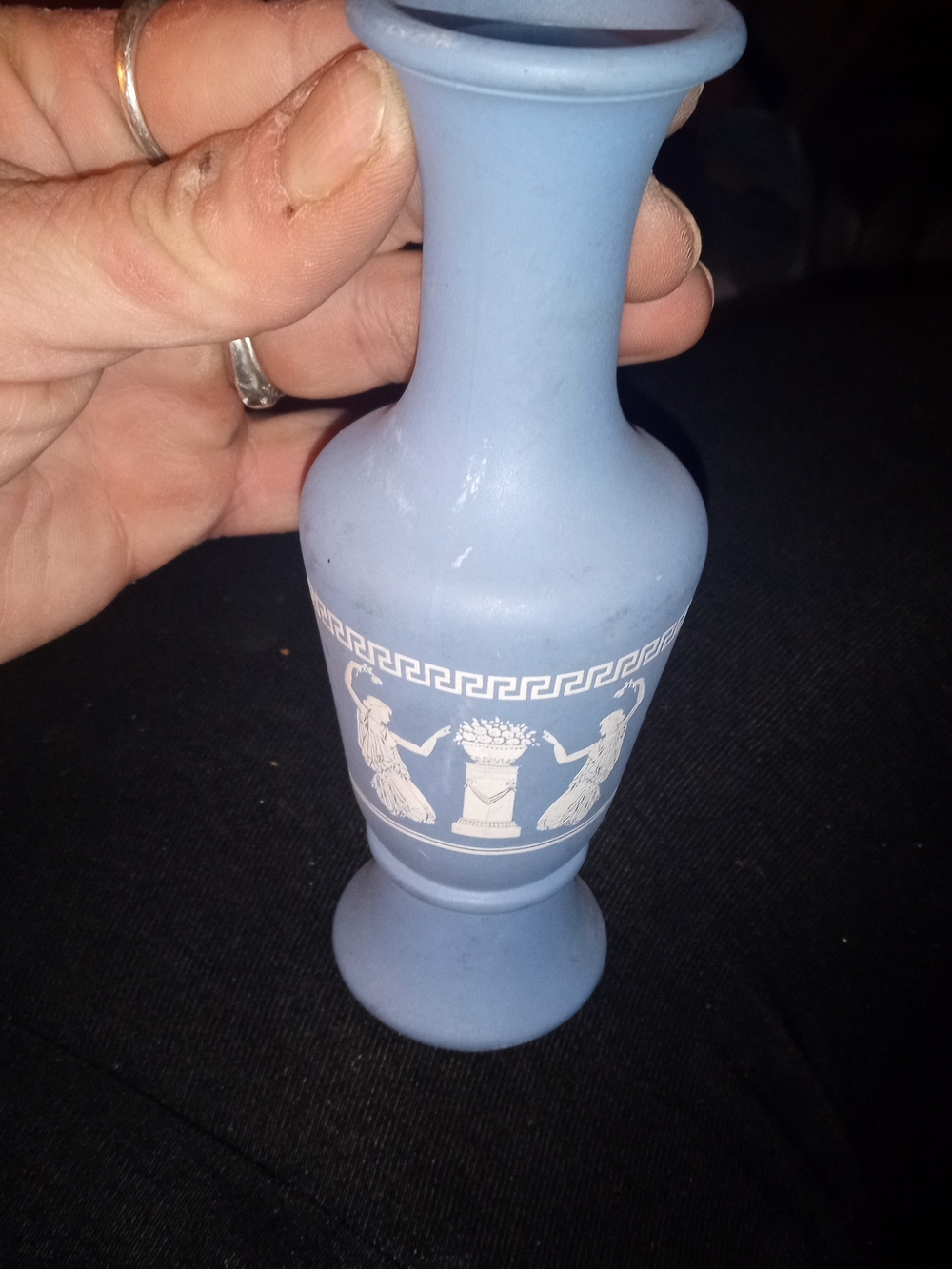 Blue Matte Jasperware-Style Small Decorative Vase